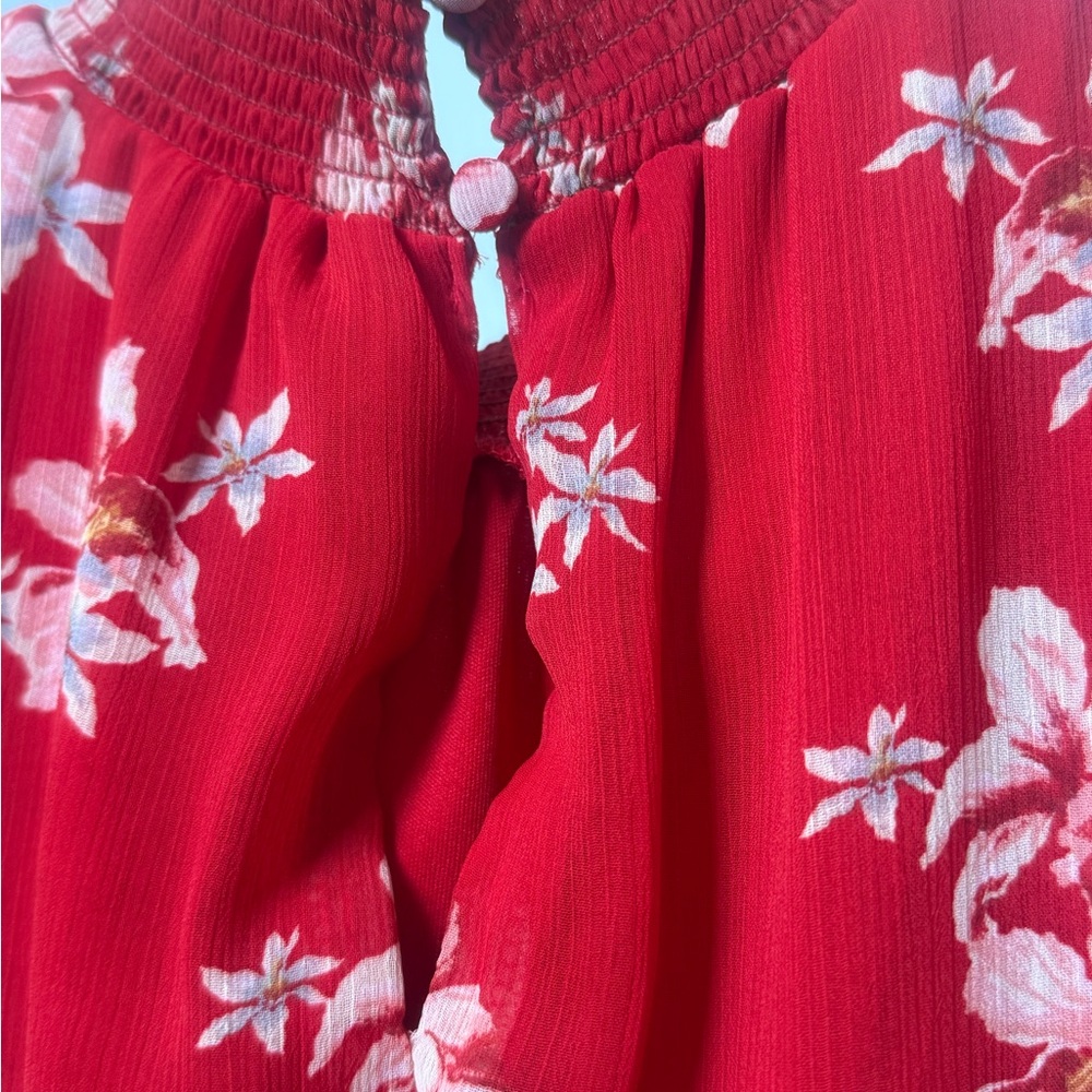 MSK Red Floral Tiered Sleeveless Dress - Picture 6 of 6